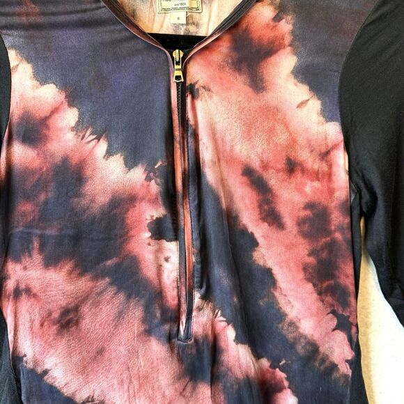 Go Silk Go Zippy Womens‎ Small Zip Front Long Sleeve Top Silk Blend Raw Hem Top - Picture 7 of 12